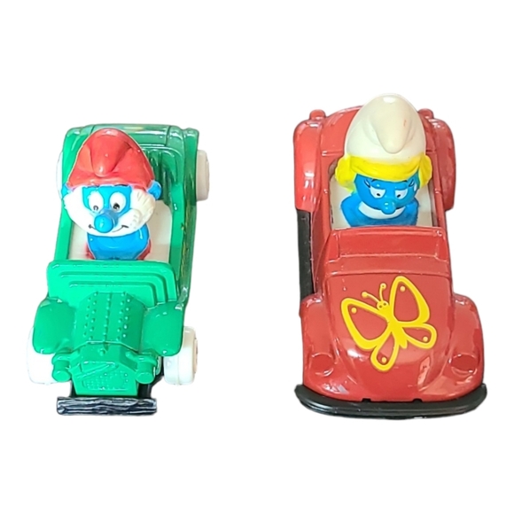Vintage 1982 Smurf Peyo:Green Papa Smurf Die  & Red Smurfette Die Cast Cars - Picture 5 of 12